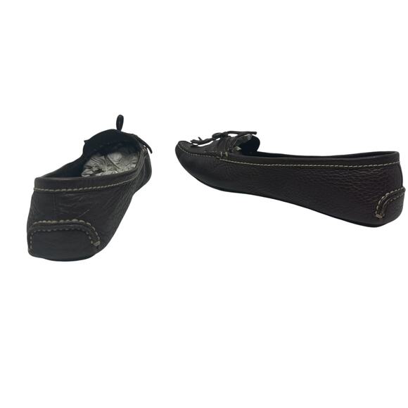 Prada Vintage Driving Shoe Loafer Flats Pebble Leather Tassel Brown Size 37 US 7 - Picture 10 of 15